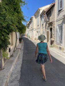 author walking in Arles, France